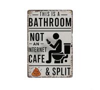 Entgoinggo Letrero de baño rústico: divertido arte de pared de metal con recordatorio ingenioso, decoración de inodoro para el hogar, placa de lata vintage humorística para tocador de invitados