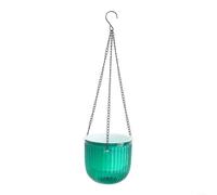 Entgoinggo - Macetas colgantes de autorriego verde, paquete de 2 macetas transparentes de PET, con nivel de agua visible y cadenas de 16.5 pulgadas, cestas colgantes para interiores y exteriores, para