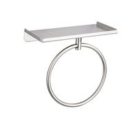 Entgoinggo No Drill Towel Ring Holder Stainless Steel Wall Mounted Bathroom Shelf For Towels And Toiletries Space Saving Rack With Anti-alling For Kitchen (silver)