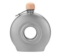 Entgoinggo Petaca pura con embudo, botella de vino ultraligera para acampar y senderismo, contenedor portátil de licor con tapa sellada a prueba de fugas para viajes (tapa de madera)