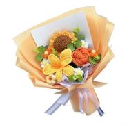 Entgoinggo Ramo de peonías hecho a mano con hilo de ganchillo arreglo floral para San Valentín, cumpleaños, boda, día del profesor, decoración artística para el hogar, jardín, con bolsa de regalo (B)