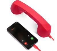 Entgoinggo Receptor de teléfono retro tipo C vintage con cable, construcción de ABS nostálgico con micrófono integrado, agarre ergonómico para llamadas cómodas (rojo)