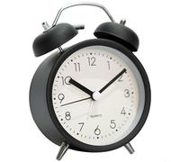 Entgoinggo Reloj despertador de metal silencioso con luminoso para esfera y luz nocturna mecánico para estudiantes, dormitorio, brilla en la cara oscura, sin tictac, segundo de barrido (negro mate)