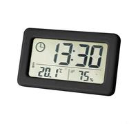 Entgoinggo Termómetro digital higrómetro reloj interior, con pantalla LCD grande, medidor de temperatura, humedad, para casa, oficina, dormitorio, cuarto de bebé, °C/°F, conmutable registro máximo