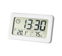 Entgoinggo Termómetro digital higrómetro reloj para interiores, con pantalla LCD grande, medidor de temperatura, humedad, para el hogar, oficina, dormitorio, guardería, °C/°F, registro máximo mínimo