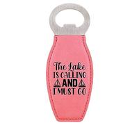Enthoozies The Lake is Calling and I Must Go - Abridor de botellas magnético grabado con láser, color rosa, 4,5 x 11,9 cm