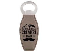 Enthoozies World's Greatest Dad - Abridor de botellas magnético grabado con láser, color gris, 4,5 x 11,9 cm