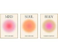 Enthusiasm 3 piezas de lienzo colorido de Aura Grainy Gradient para pared, pósteres de aura positiva para estética de habitación (B.40x60cm)