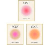 Enthusiasm Juego 3 pósteres abstractos y minimalistas con números ángel aura degradada citas inspiradoras estéticas, arte pared sin marco (C-30x40cm x 3 piezas)