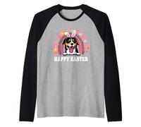 Entlebucher Mountain Dog Easter Bunny Eggs Hunt Rainbow Camiseta Manga Raglan