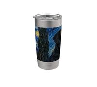Entlebucher Mountain Dog Van Gogh Noche estrellada Vaso térmico de acero inoxidable de doble pared