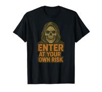 Entra bajo tu Propio Riesgo Skull Hood Camiseta