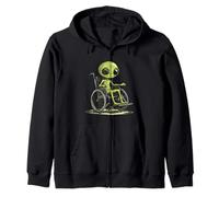 Entra en diversión con este divertido alienígena en silla de ruedas Sudadera con Capucha