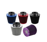 Entrada Aire Filtro De Aire Frío Flujo Alta Potencia 76MM Kit Inducción Entrada Cono Universal Para Coche OFI073 Deportes Acero Inoxidable Hierro Manguera Admisión(Iron Purple A)