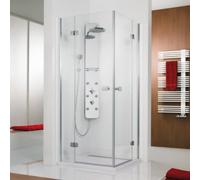 Entrada angular HSK Premium Softcube con 2 puertas batientes, 4 piezas, medidas: 90 x 75 x 200 cm, 68204016-41-120, Cabinas de ducha: Aspecto cromado: Vidrio real TwinSeal
