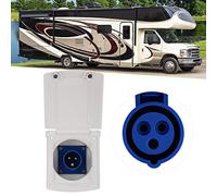 Entrada de Bloqueo Giratorio del Enchufe de Alimentación, Rv Shore Power ， Tomacorriente para RV Enchufe Externo Impermeable de 3 Clavijas Toma de Corriente Montaje Integrado 220V-250V 16a(blanco)