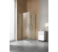 Entrada de esquina de Kermi DIGA 1EL 11020 - media parte a la izquierda, DI1EL11020VPK, Color: Plata Alto Brillo Vidrio Real Claro Limpio