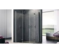 Entrada de esquina de Kermi DIGA F2L 09320 - media parte a la izquierda, DIF2L09320VAK, Color: Cristal auténtico transparente plateado de alto brillo