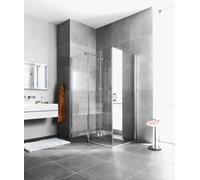 Entrada de esquina de Kermi DIGA F2L 14018 - media parte a la izquierda, DIF2L14018VPK, Color: Plata Alto Brillo Vidrio Real Claro Limpio