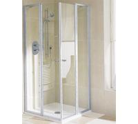 Entrada de esquina de Kermi IBIZA 2000 EOL 10018 - media izquierda, I2EOL100181PK, Color: Silver Matt Gloss Real Glass clear Clean