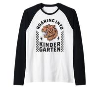 Entrando en el jardín de Infantes, Divertido Tigre de Regreso a la Escuela, niño Camiseta Manga Raglan