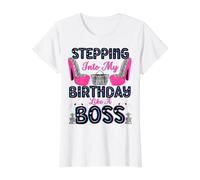 Entrando En Mi Cumpleaños como Un Jefe Mujeres Sexy Tacones Altos Camiseta gráfica económica, Mujer, Blanco, S