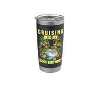Entrando en mis vacaciones de fiesta en crucero por mi 32 cumpleaños Vaso térmico de acero inoxidable de doble pared