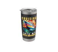 Entrando en mis vacaciones de fiesta en crucero por mi 69 cumpleaños Vaso térmico de acero inoxidable de doble pared