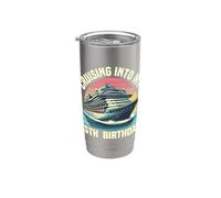 Entrando en mis vacaciones de fiesta en crucero por mi 75 cumpleaños Vaso térmico de acero inoxidable de doble pared