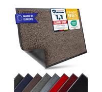 Entrando Felpudo de 40 x 60 cm para interior y exterior, antideslizante, con borde de goma, lavable a máquina y resistente, para entrada y puerta (marrón negro)
