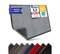 Entrando Felpudo de 90 x 150 cm, resistente y fácil de limpiar, para interiores y exteriores, no destiñe, plano, lavable a máquina, perfecto para pasillo, vestíbulo, entrada de oficina (gris)
