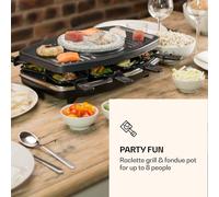 Entrecote Raclette con grill Piedra natural Fondue 1100W 8 personas