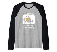 Entrega Cerveza Reparto Camión Conductor Mensajero Trabajo Camionero Camiseta Manga Raglan