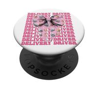 Entrega Conductor Paquete Mensajero Entrega Van Girl Coquette PopSockets PopGrip Adhesivo