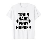 Entrena Duro Orar Más Duro Motivacional Gimnasio Fitness Camiseta