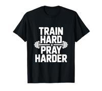 Entrena Duro Orar Más Duro Motivacional Gimnasio Fitness Camiseta