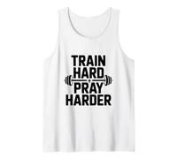Entrena Duro Orar Más Duro Motivacional Gimnasio Fitness Camiseta sin Mangas