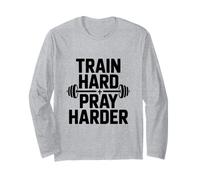 Entrena Duro Orar Más Duro Motivacional Gimnasio Fitness Manga Larga