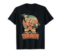 Entrena tu Cerebro Vintage Fitness Lindo Dibujos Animados Mancuernas G Camiseta
