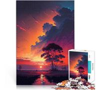 Entrena tu Cerebro y Tus Manos Árbol Junto al río al Atardecer Puzzle de 1000 Piezas para Adultos 50x75cm Juego de desafío único Apto para Mayores de 14 años.