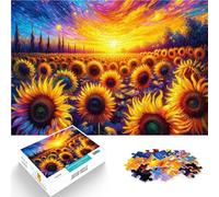 Entrena tu Cerebro y Tus Manos Girasoles Brillantes al Atardecer Rompecabezas de 1000 Piezas para Adolescentes 26x38cm Mejorar la Memoria para Mayores de 14 años