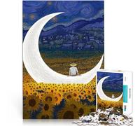 Entrena tu Cerebro y Tus Manos La Luna en el mar de Flores Rompecabezas para Adolescentes 1000 Piezas 26x38cm decoración de Pared Apto para Mayores de 14 años.