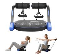 Entrenador abdominal ajustable, equipo de ejercicio de sentada con 4 niveles de resistencia y bandas, máquina de entrenamiento central para gimnasio en casa, acero resistente con asas antideslizantes