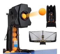 Entrenador automático de ping pong con red de reciclaje de bolas, 36 variaciones de giro, frecuencia de lanzamiento ajustable para práctica y entrenamiento