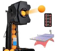 Entrenador automático de tenis de mesa con lanzador de pelotas y red de reciclaje para práctica en interiores