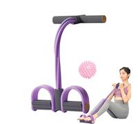 Entrenador de abdominales multifuncional, banda de resistencia de pedal de 4 tubos, cuerda de tracción de pedal de fitness hecha de yoga y sentadillas, dispositivo de entrenamiento elástico con bola