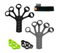 Entrenador de cinco dedos de 2 piezas con 1 vendaje ajustable y 2 anillos de entrenamiento de silicona para manos, entrenador de dedos y agarre, adecuado para estiramiento de dedos, entrenamiento de