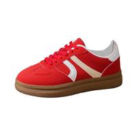 Entrenador de mujer retro de tenis y monopatín, cordones clásicos, deportivos de verano, boda, caminata, informal, transpirables, suela de goma antideslizante y cómoda, rojo, 42 EU