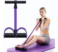 Entrenador de músculos abdominales, bandas de resistencia multifuncionales para entrenar muslos, brazos y cintura, negro y morado.