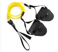 Entrenador de natación elástico para fuerza superior del cuerpo con resistencia y paletas personalizables (amarillo, 20 libras)